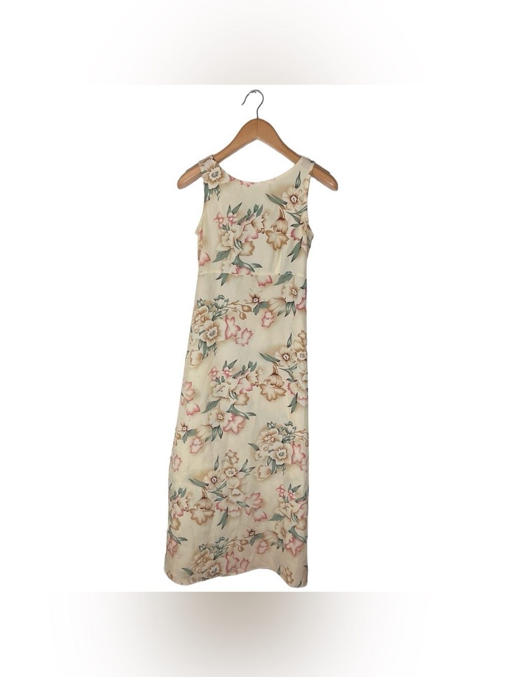 Vintage Y2K City Triangles Pale Yellow Floral Chiffon Dress Size 5 Fairy Cottage